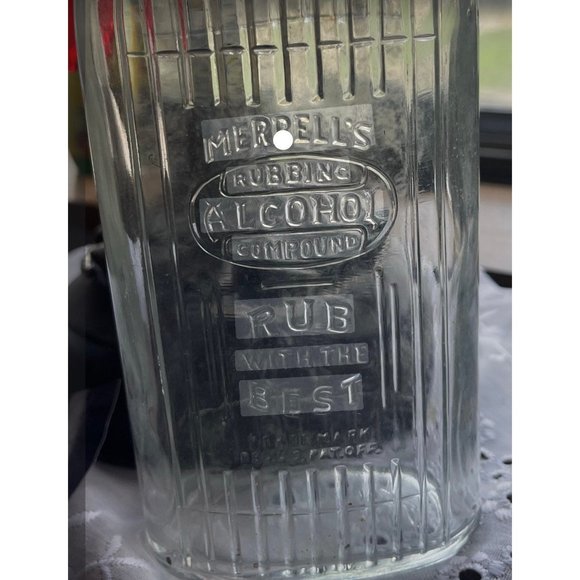 Vintage Bottle, Merrell’s Rubbing Alcohol glass bottle - Picture 2 of 5